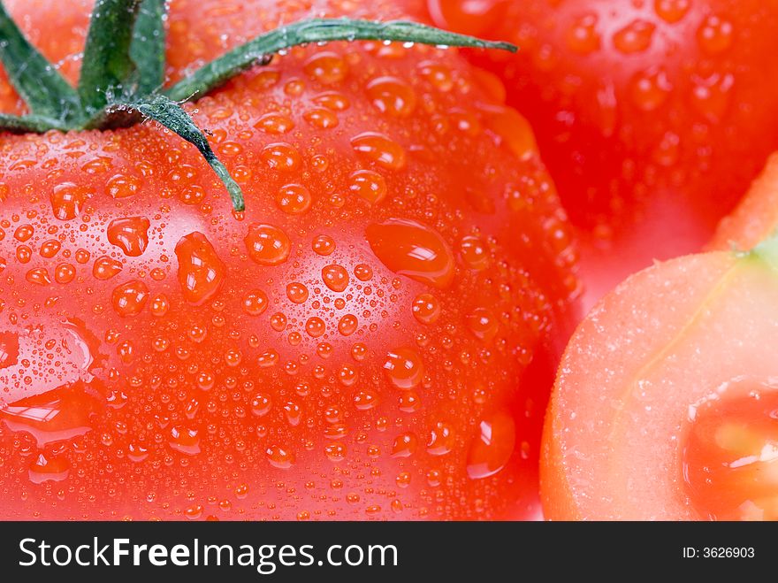 Macro of a fresh tomato for backgrounds