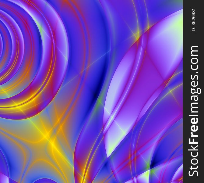 Abstract smooth divorces of yellow, blue, purple and green colors