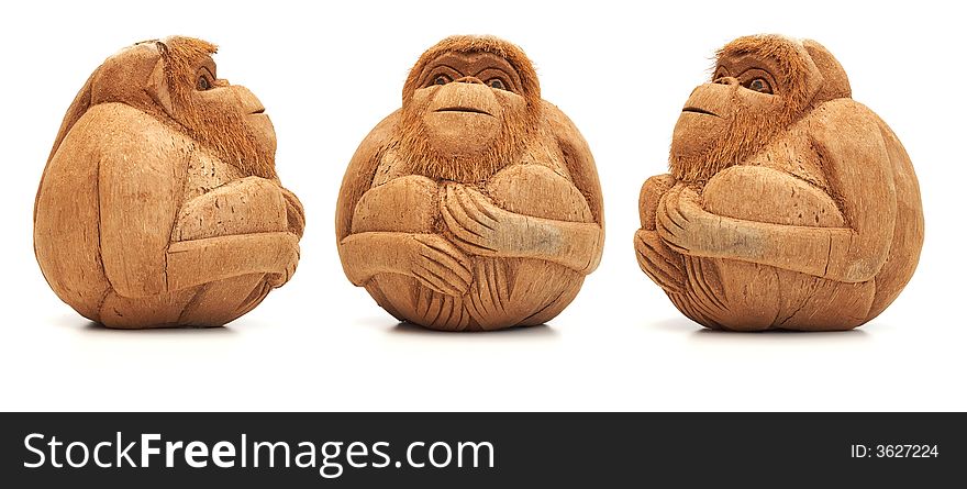 Funny monkey figure made from cocoa nut shell