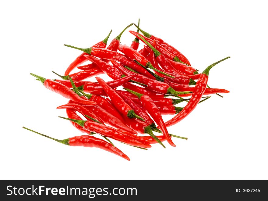 Fresh fresh red chili peppers isolated on a white background