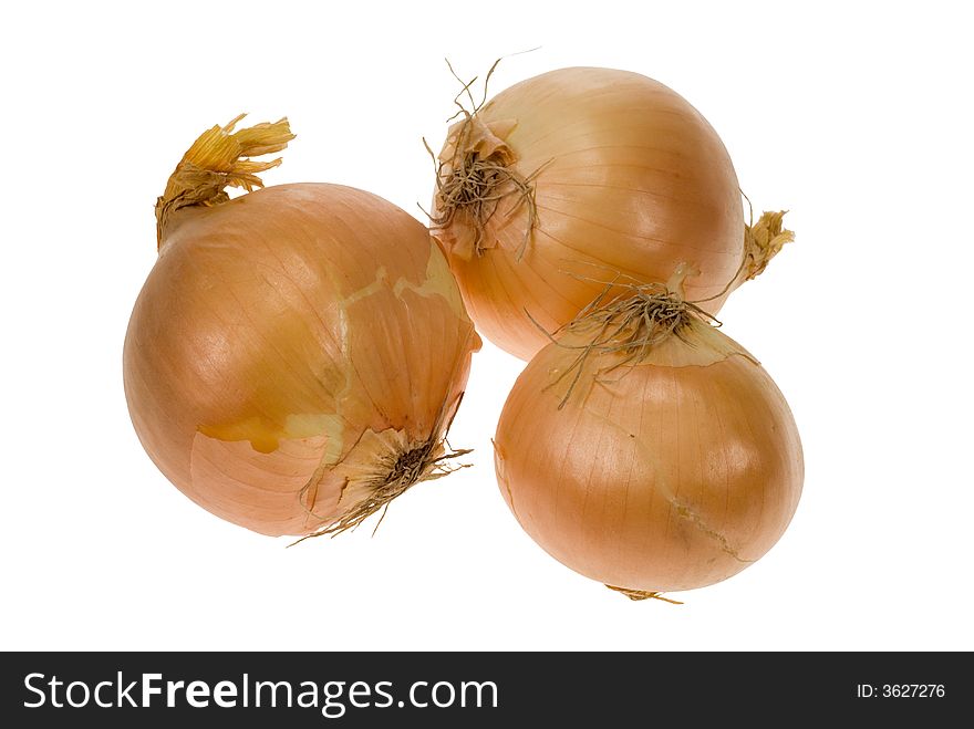 Fresh onions isolated on a white background