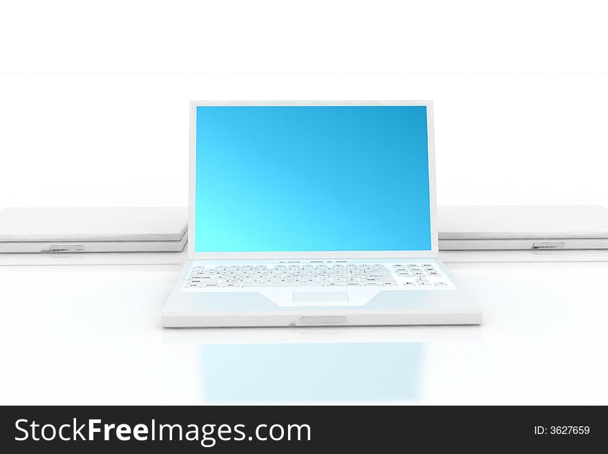 Three laptops on white backround