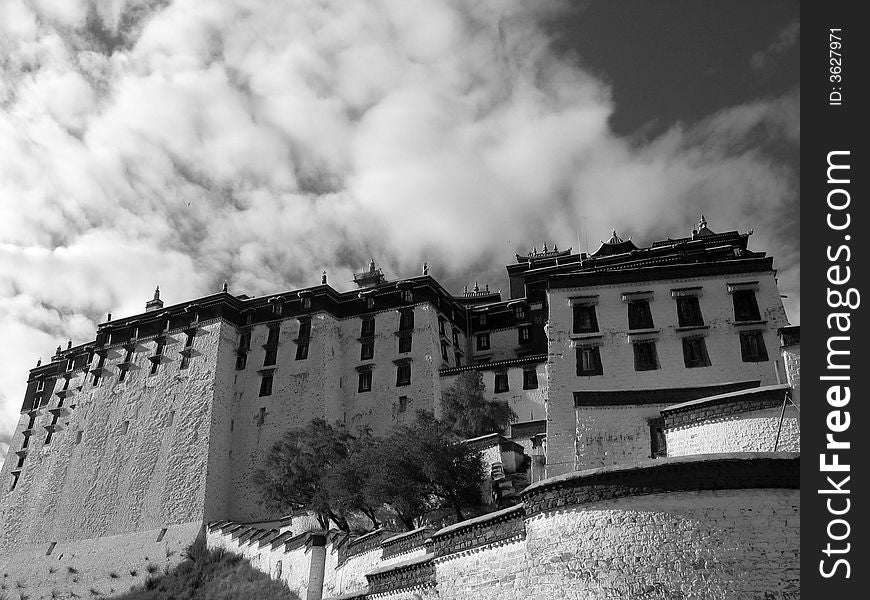 Sky over the Potala Palace in Lhasa, Tibet. Sky over the Potala Palace in Lhasa, Tibet
