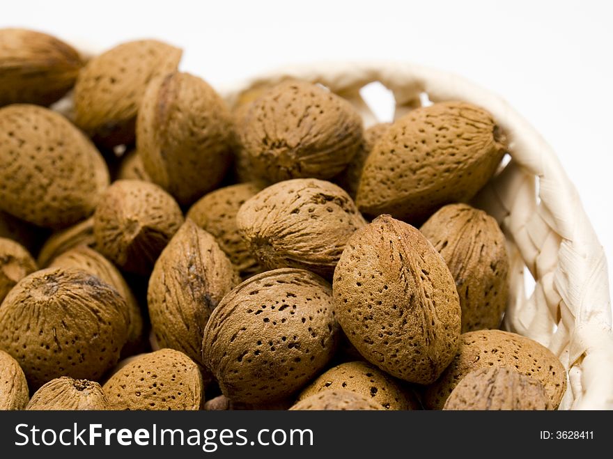 A basket full of almonds