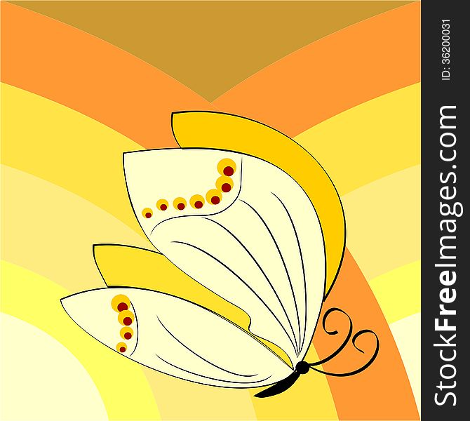 Butterfly on an abstract background as a symbol of spring. Butterfly on an abstract background as a symbol of spring