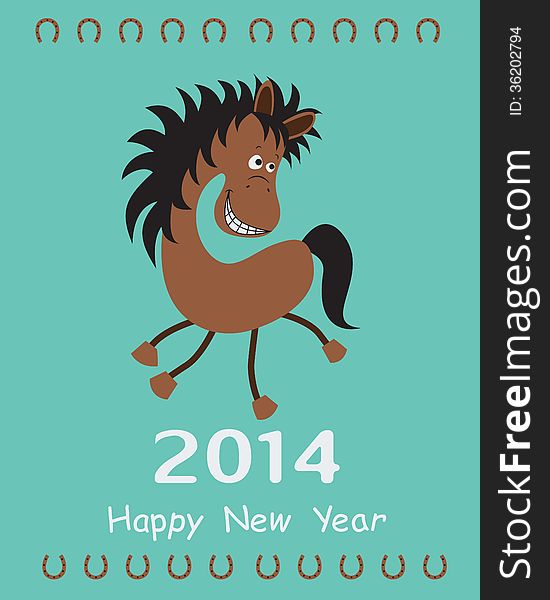 Greeting card with a stylized Horse. Greeting card with a stylized Horse.