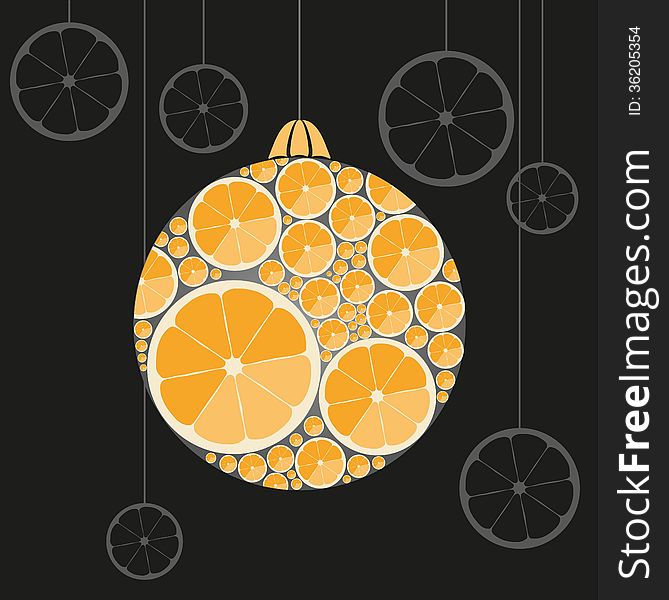 Orange christmas celebrations vector new year fruit ball. Orange christmas celebrations vector new year fruit ball