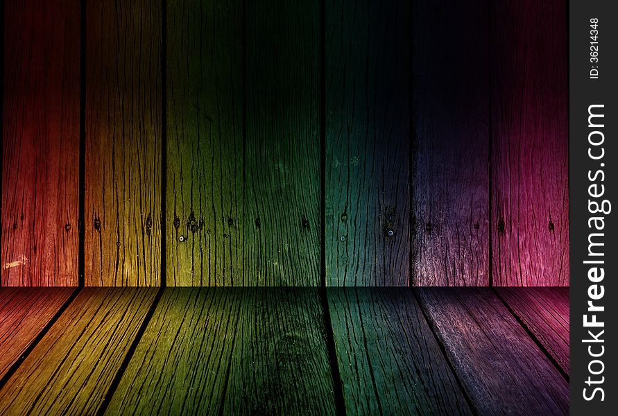 Coloured old wood floor and wall