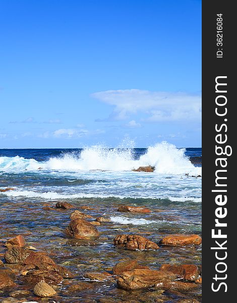 Coastline and high wave at Cape of Good Hope