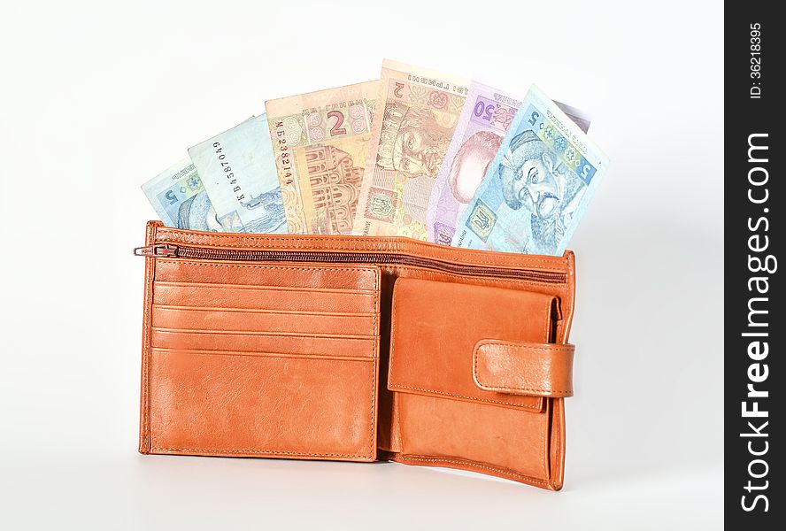 Red wallet on a white background.