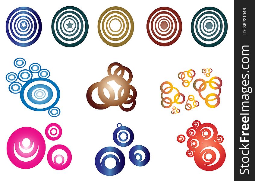 Pack of vectors of circular shapes. Pack of vectors of circular shapes.