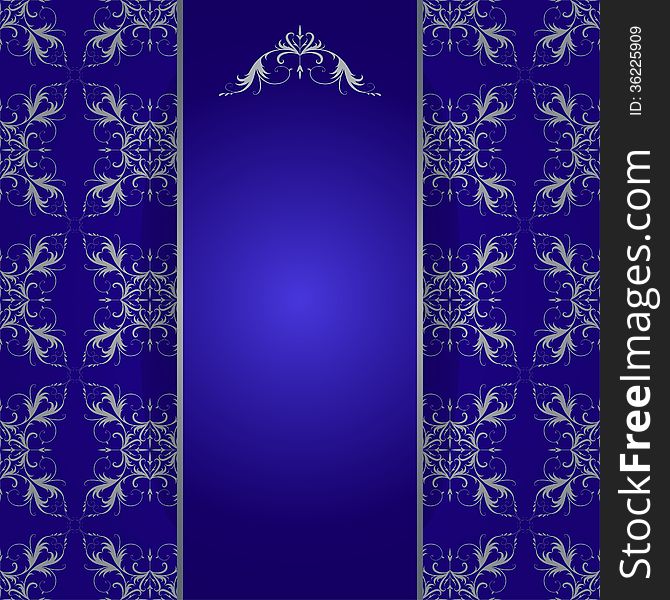 Filigree floral pattern on a blue background. Filigree floral pattern on a blue background.