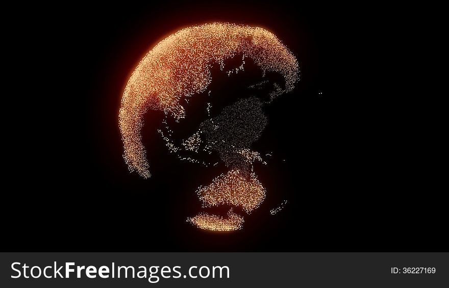 Earth rotation and orange glow 3D. Earth rotation and orange glow 3D