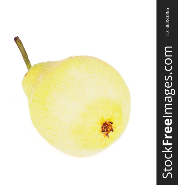 Delicious Ripe Yellow Pear isolated on white background