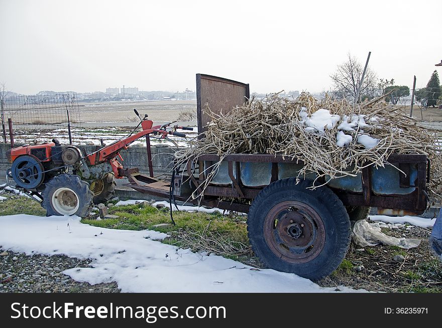 A tractor near Pyeongtaek, Korea, lovingly referred to by American soldiers as a One Eyed Buffalo, or Rice Paddy Assault Vehicle. A tractor near Pyeongtaek, Korea, lovingly referred to by American soldiers as a One Eyed Buffalo, or Rice Paddy Assault Vehicle.