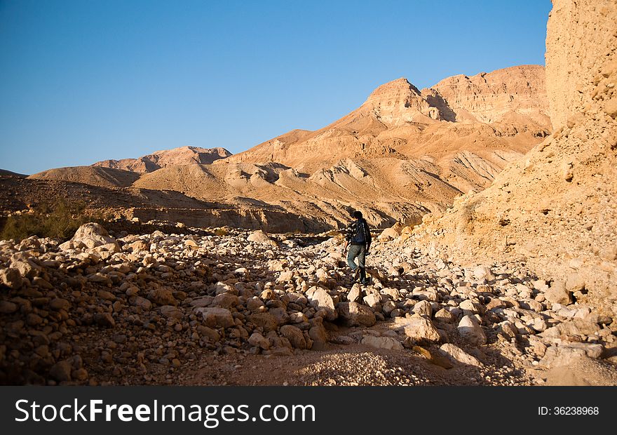 Desert Canyon in Israel Dead Sea travel attraction for tourists. Desert Canyon in Israel Dead Sea travel attraction for tourists