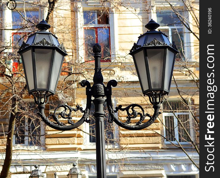 Beautiful street lamp on the streets of Odessa. Beautiful street lamp on the streets of Odessa