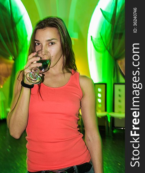 Party girl with glass