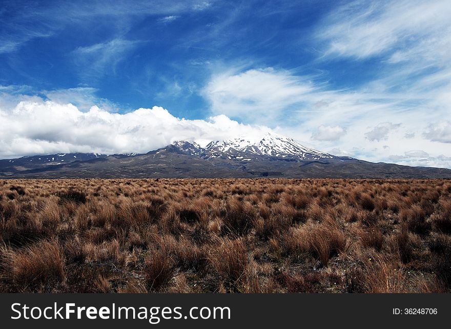 Mount Ruapehu from Desert Road. New Zealand