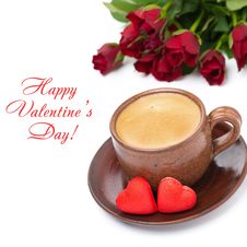 Coffee, Candies And Red Roses For Valentine S Day, Top View Royalty Free Stock Photography Coffee, Candies And Red Roses For Valentine S Day, Top View Royalty Free Stock Photography