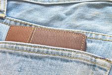 Brown Wallet In Jeans Trousers Back Pocket Royalty Free Stock Photos