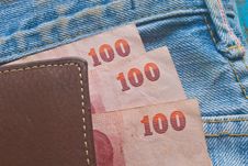 Banknote In  Jeans Pocket Stock Image