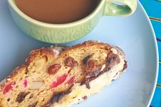 Fruitcake With Hot Coffee Stock Photos Fruitcake With Hot Coffee Stock Photos