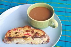 Fruitcake With Hot Coffee Royalty Free Stock Image