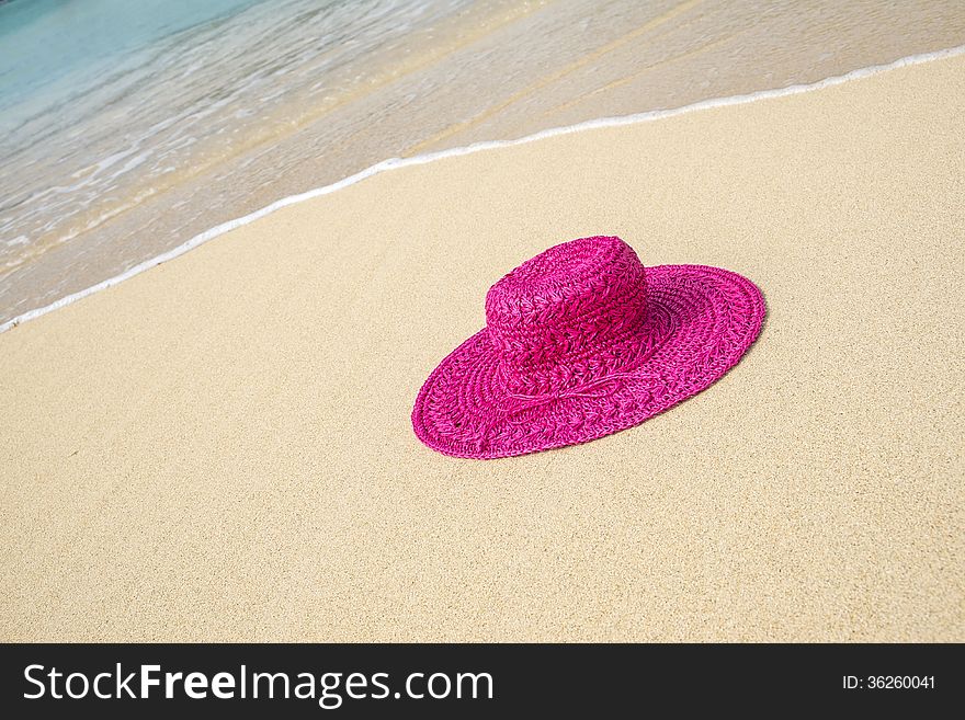 Pink Straw Hat On A Beach 2