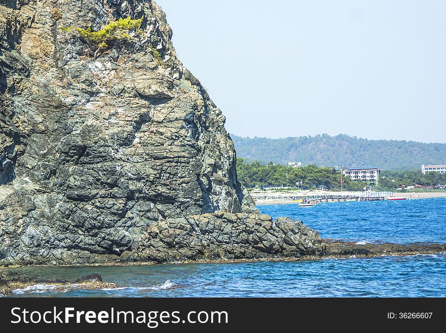 Rock sea coast and cliff in Kemer , Turkey. Rock sea coast and cliff in Kemer , Turkey