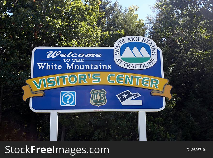 New Hempshire State White Mountain Welcome Sign