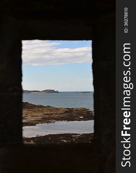 A view from the window of the ancient city wall of Saint Malo, France