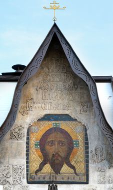 Ragment Of Mural On The Facade Of The Pokrovsky Cathedral Stock Photo Ragment Of Mural On The Facade Of The Pokrovsky Cathedral Stock Photo