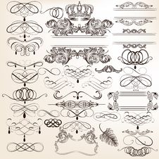 Collection Of Vector Vintage Decorative Elements For Design Stock Images Collection Of Vector Vintage Decorative Elements For Design Stock Images