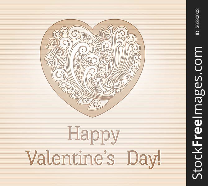 Valentines Day card in vintage style. Vector illustration. Valentines Day card in vintage style. Vector illustration.