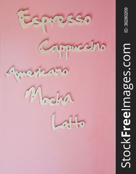 The type of coffee made from ceramic on the pink background