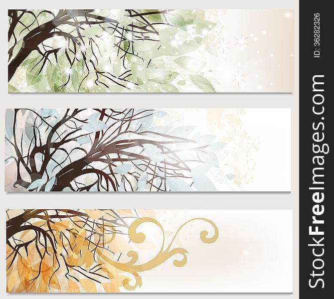 Vector set of abstract backgrounds with tree in foliage. Vector set of abstract backgrounds with tree in foliage