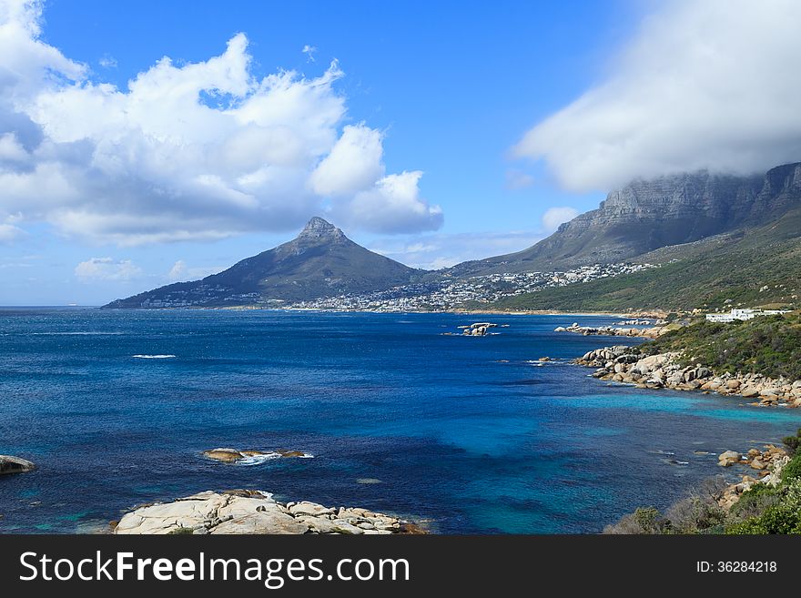 Beautiful Camps Bay Beach and Lion Head Mountain, Cape Town, South Africa