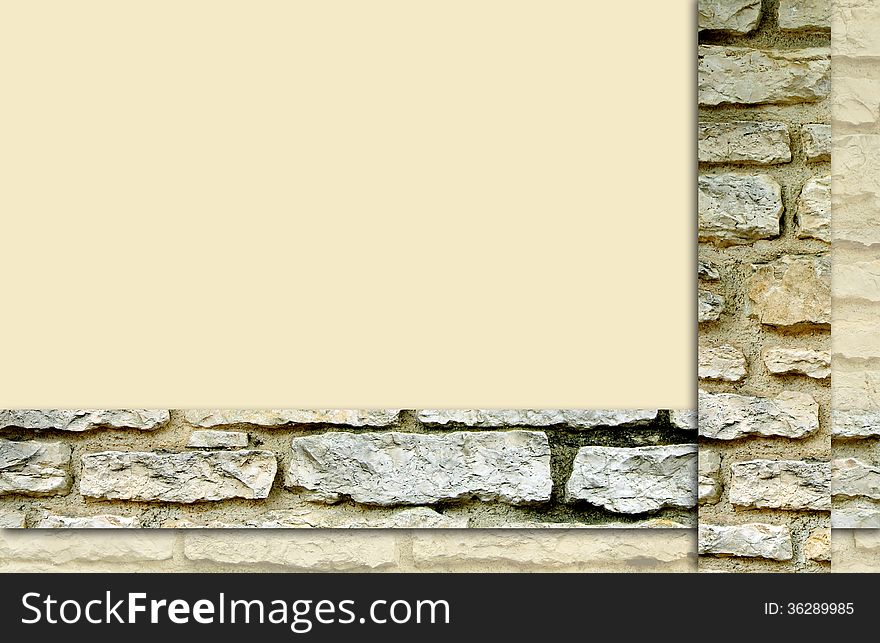 Abstract frame with stone borders over light yellow background. Abstract frame with stone borders over light yellow background