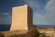 Madliena Watchtower At The Malta Coast Royalty Free Stock Photos Madliena Watchtower At The Malta Coast Royalty Free Stock Photos