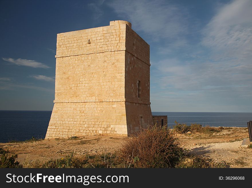 Madliena Watchtower at the Malta coast
