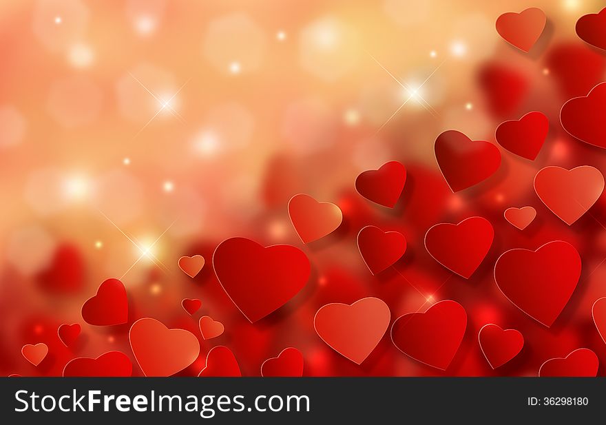 Amazing Valentine’s Day Background with Abstract Hearts