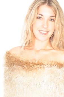 Gorgeous Woman In Fur On White Stock Photography Gorgeous Woman In Fur On White Stock Photography