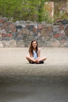 Girl Sitting Cross-legged Royalty Free Stock Image Girl Sitting Cross-legged Royalty Free Stock Image