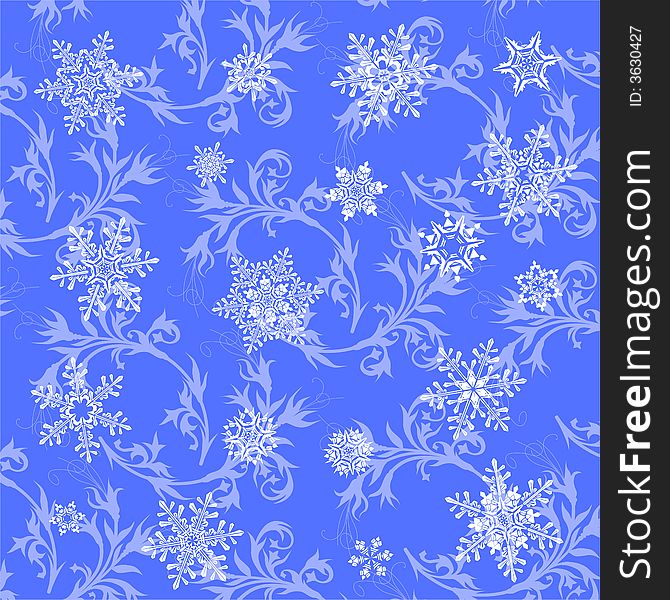 Blue wallpaper background and snowflakes. Blue wallpaper background and snowflakes
