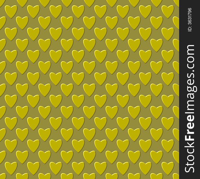 Abstract seamless background, golden hearts