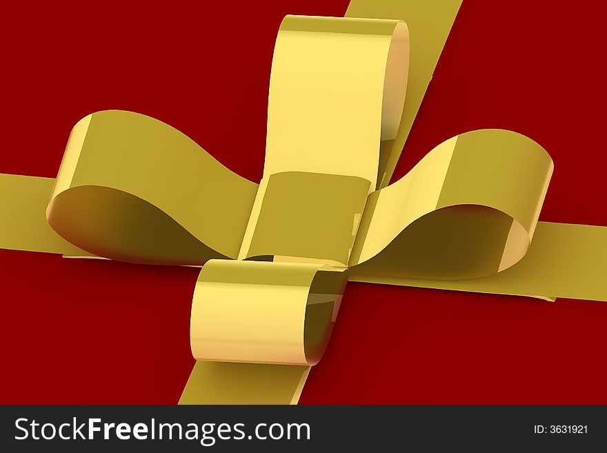 Gold Ribbon On Red Present