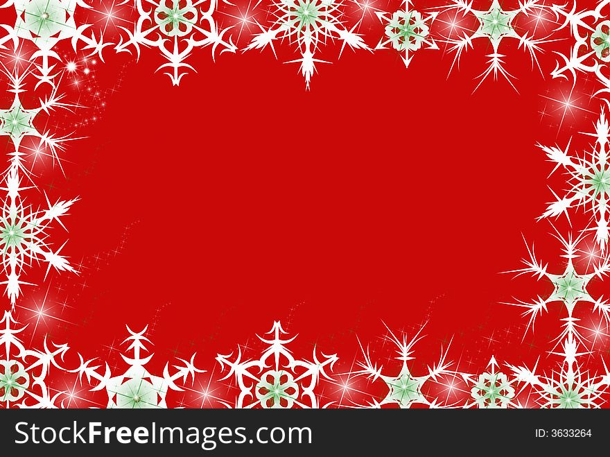Bright red background with snowflake border. Bright red background with snowflake border.