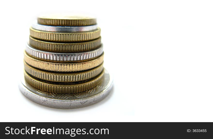 Some lithuanian coins isolated on white background