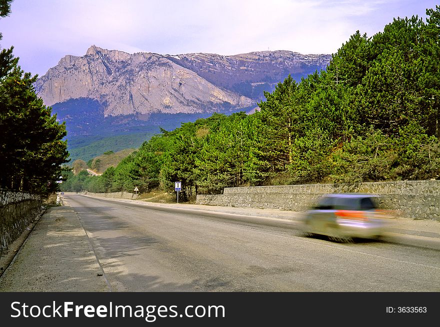 Road on a background of mountains